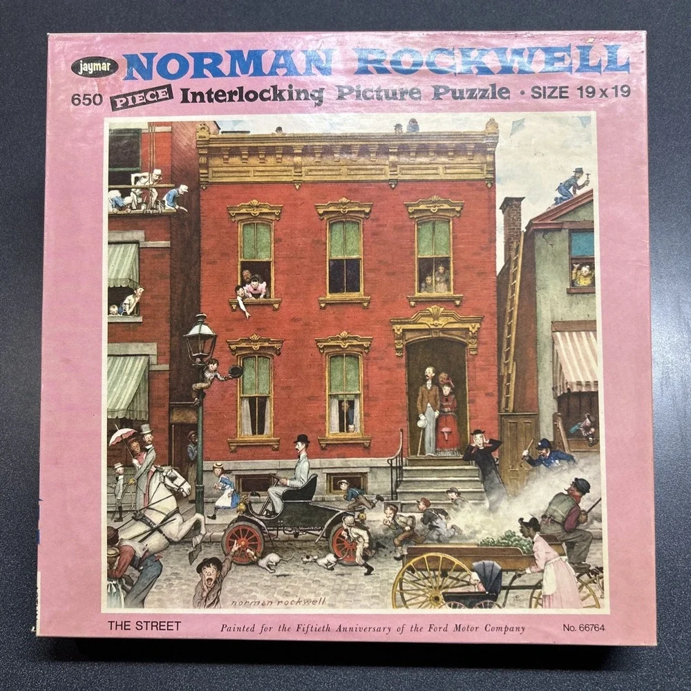 Jaymar Norman Rockwell The Street 650 PC Puzzle Vintage Ford Motor Co 50th Anniv